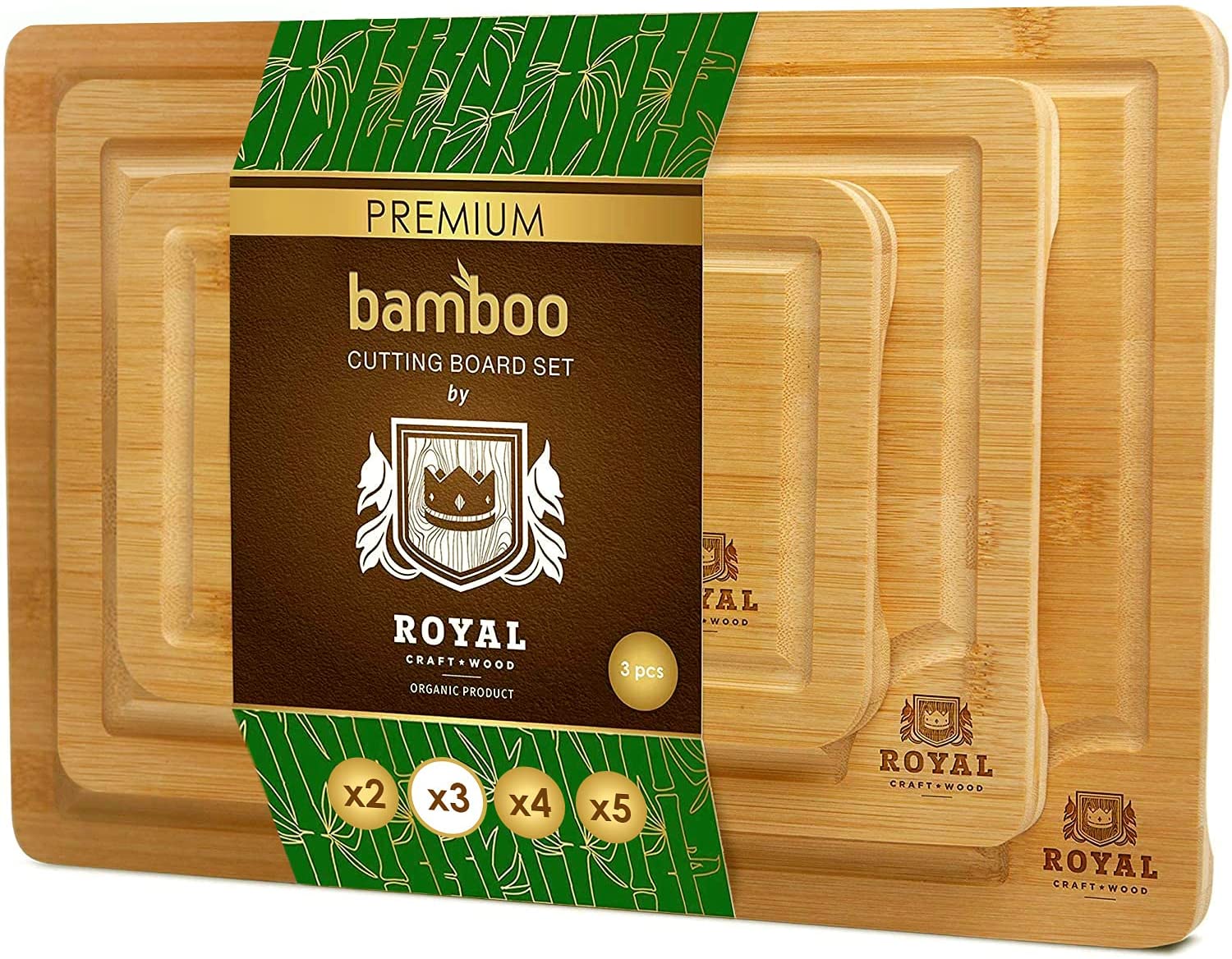 Royal Craft Wood Cutbosets Bamboo 3 Piece Cutting Board Set & Reviews