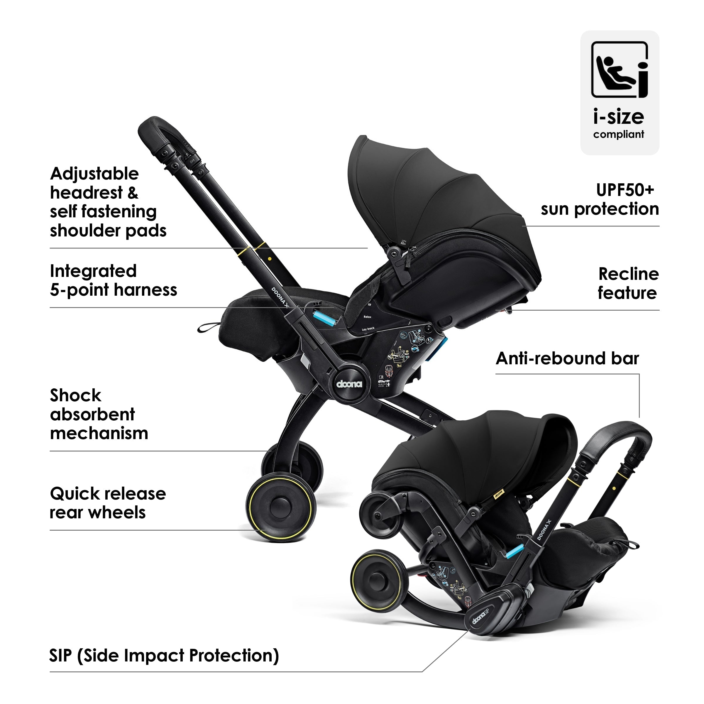 Doona X Car Seat & Stroller & Isofix Base - Nitro Black